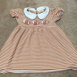 Brown and White Striped Dress